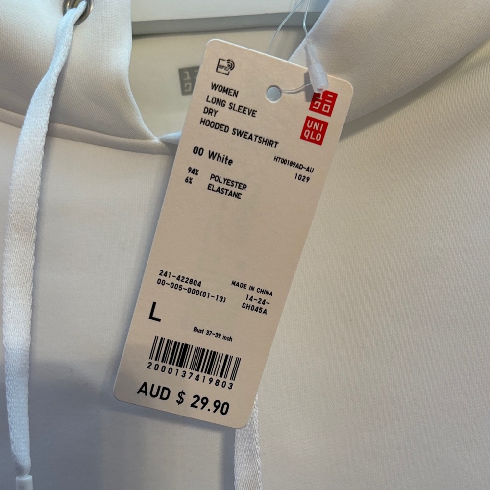 Uniqlo White Hoodie Sweatshirt - Picture 3 of 5
